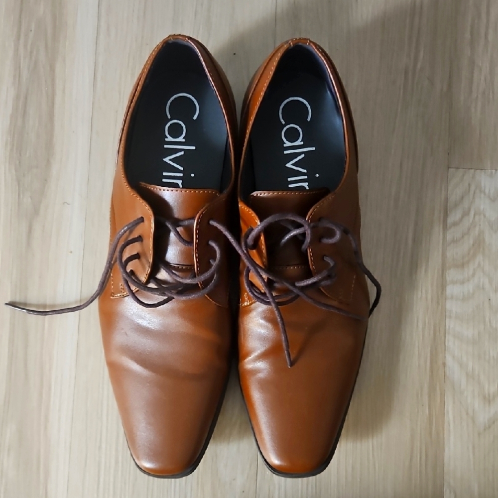 Calvin Klein Men's Tan Leather Oxfords